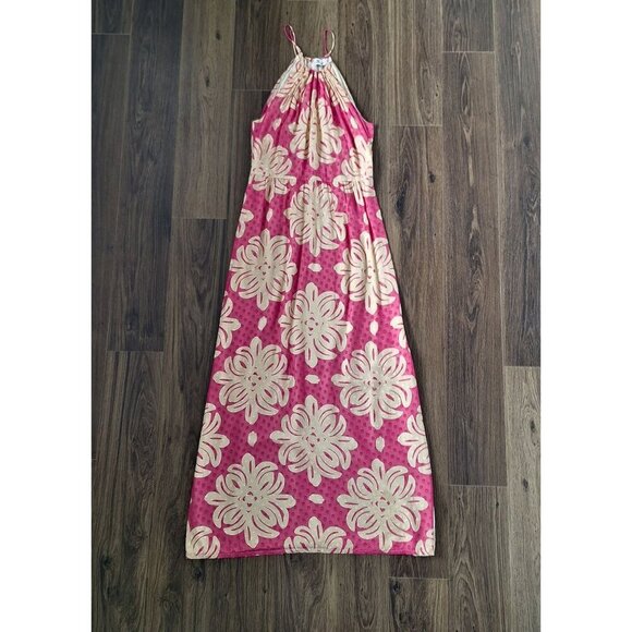 💙 Vineyard Vines Sleeveless Silk Floral Maxi Dress Lined Slits Size 4 - Picture 10 of 10